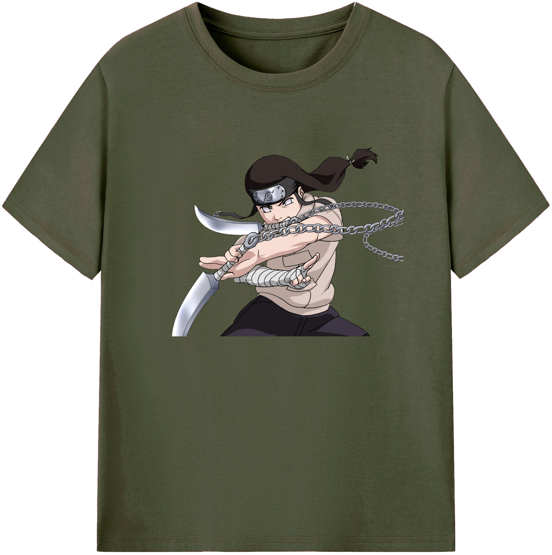 （画像用） NARUTO -ナルト- 日向ネジ Hyūga Neji 綿100％ メンズ半袖Tシャツ｜肌触りやわらか＆通気性